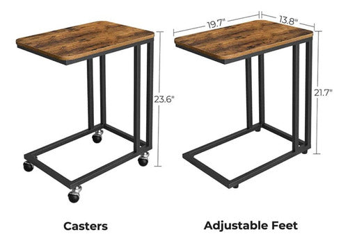 Mesa Auxiliar Ajustable Con Ruedas Estilo Industrial