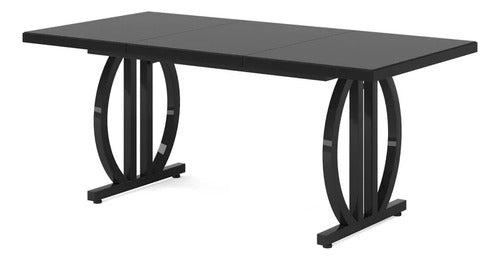 Escritorio Ejecutvo Negro Premium Base Metal Forma Geometrica