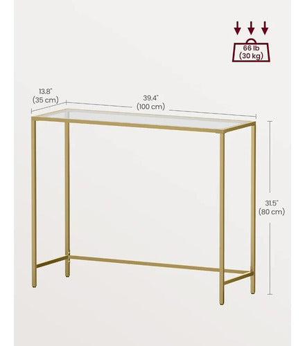 Mueble Recibidor Arrimo De Vidrio Dorado