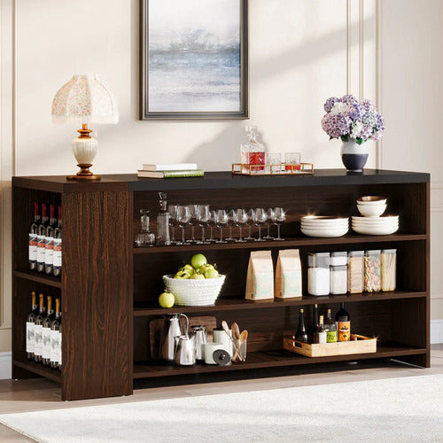 Mesa Isla Bar Cocina 140 Cm 5 Estantes Premium
