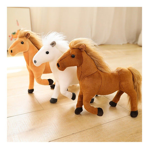 Peluche Caballo Galopante Piernas Flexibles Con Sonido 40 Cm