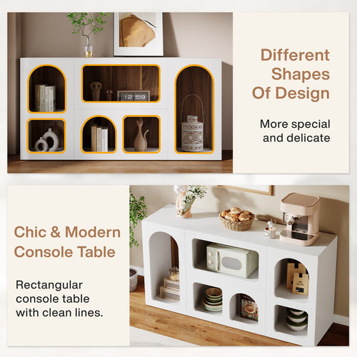 Mueble Arrimo Recibidor Blanco Minimalista Eclectico Premium