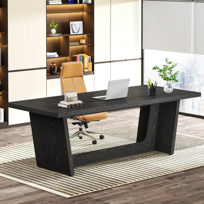 Escritorio Ejecutivo Acabado Tipo Madera Premium 180 Cm Negro - Spacemarket