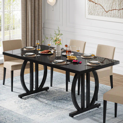 Mesa Comedor Cocina Negro Lujo Premium 160 Cm