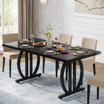 Mesa Comedor Cocina Negro Lujo Premium 160 Cm
