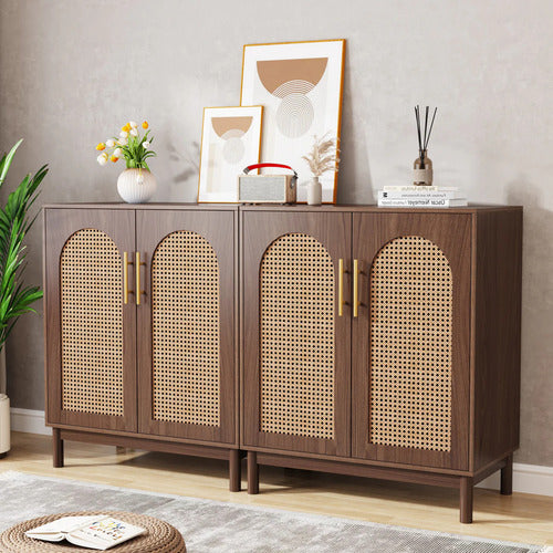Set De 2 Gabinetes Buffet Ratan Natural Premium - Spacemarket