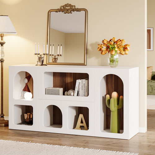 Mueble Arrimo Recibidor Blanco Minimalista Eclectico Premium