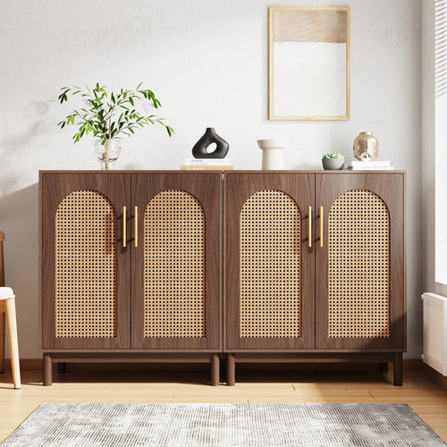 Set De 2 Gabinetes Buffet Ratan Natural Premium - Spacemarket