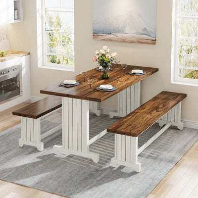 Set Mesa Comedor Cocina Lujo Con 2 Banquetas Para 6 Personas