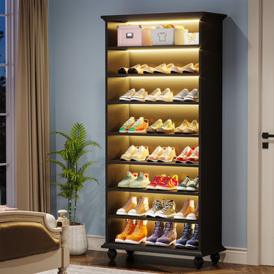 Mueble Estante Zapatero  Negro Lujo Premium Con Luz
