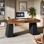 Escritorio Ejecutivo Bicolor Base Pedestal Premium 140 Cm Marrón - Spacemarket