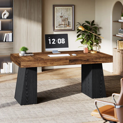 Escritorio Ejecutivo Bicolor Base Pedestal Premium 140 Cm Marrón