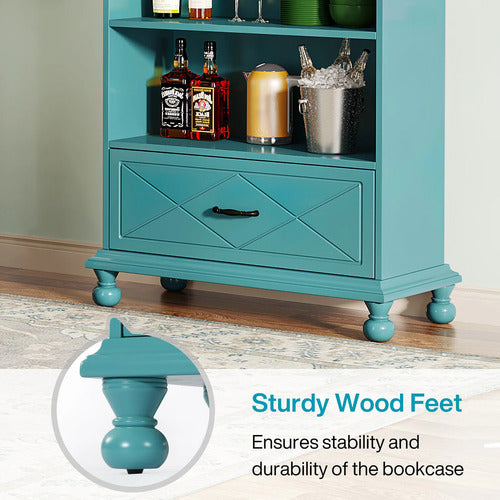 Mueble Estante Librero 5 Niveles Premium Azul Océano - Spacemarket