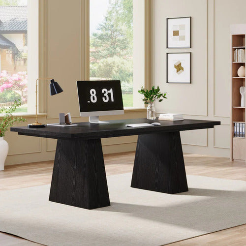 Escritorio Ejecutivo Negro Elegante Lujo Patas De Madera - Spacemarket