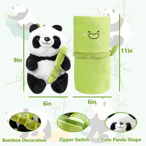 Peluche Oso Osito Panda Bambú Kawaii Con Estuche