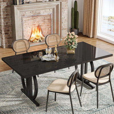 Mesa Comedor Cocina Negro Lujo Premium 160 Cm