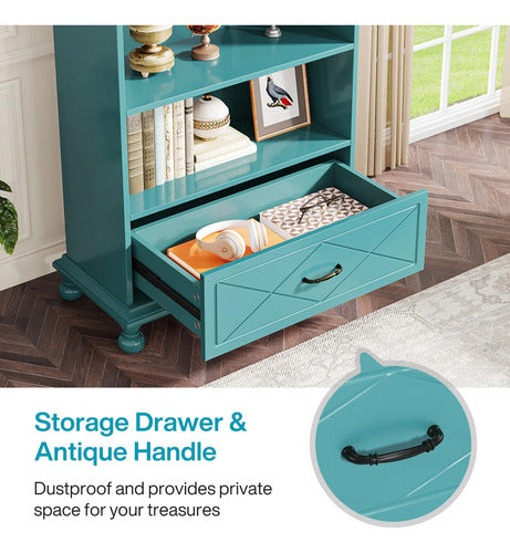 Mueble Estante Librero 5 Niveles Premium Azul Océano - Spacemarket