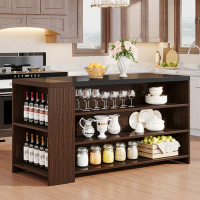 Mesa Isla Bar Cocina 140 Cm 5 Estantes Premium