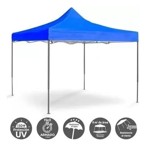 Toldo Plegable 2 X 3 Lona Azul Uv