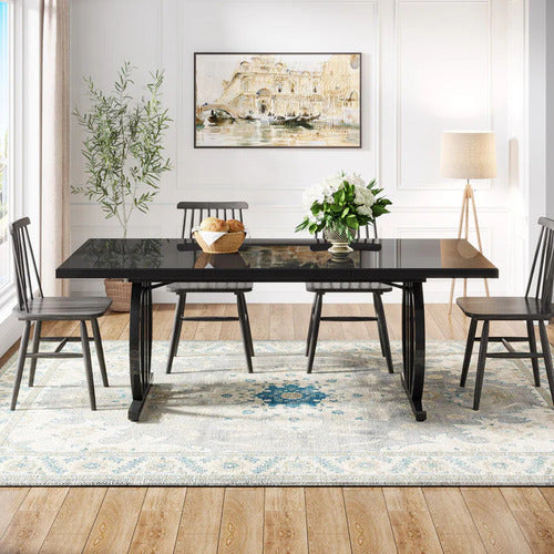 Mesa Comedor Cocina Negro Lujo Premium 160 Cm