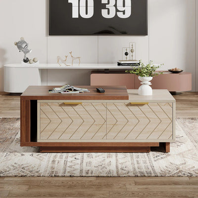Mesa De Centro Extensible Bicolor 2 Cajones Premium