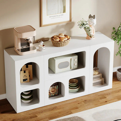 Mueble Arrimo Recibidor Blanco Minimalista Eclectico Premium