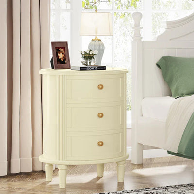 Velador Madera Blanco De Lujo Clásico 3 Cajones