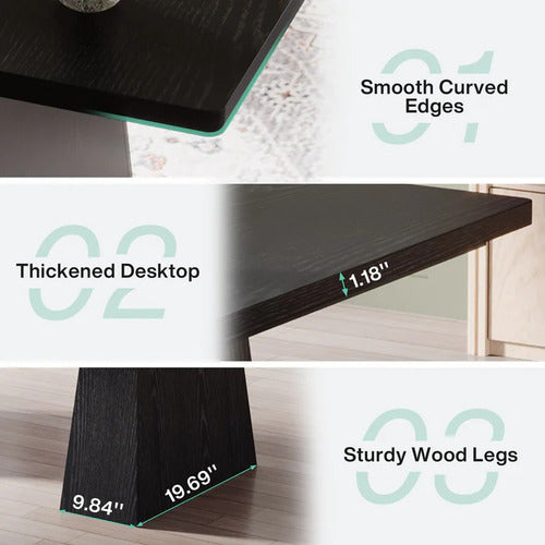 Escritorio Ejecutivo Negro Elegante Lujo Patas De Madera - Spacemarket