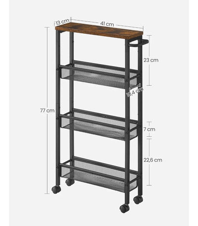 Carro Bar Cocina Organizador 4 Niveles Rustico