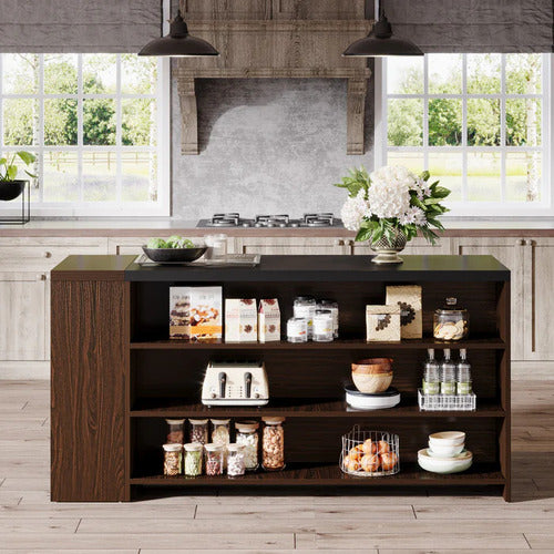 Mesa Isla Bar Cocina 140 Cm 5 Estantes Premium