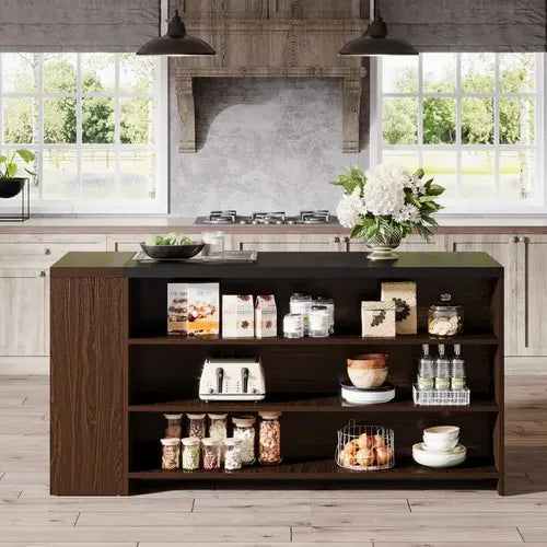 Mesa Isla Bar Cocina 140 Cm 5 Estantes Premium Marrón - Spacemarket