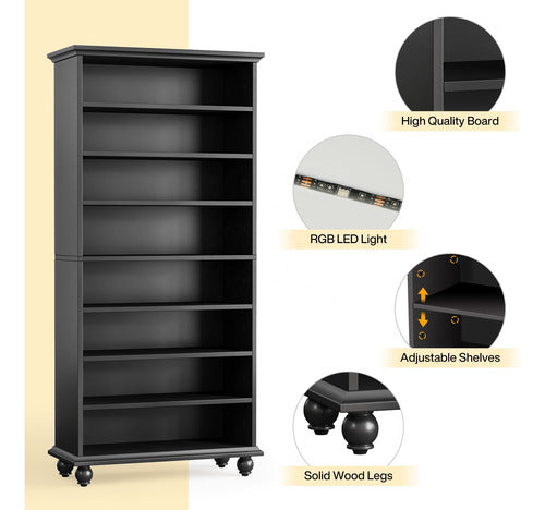Mueble Estante Zapatero  Negro Lujo Premium Con Luz - Spacemarket