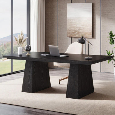 Escritorio Ejecutivo Negro Elegante Lujo Patas De Madera