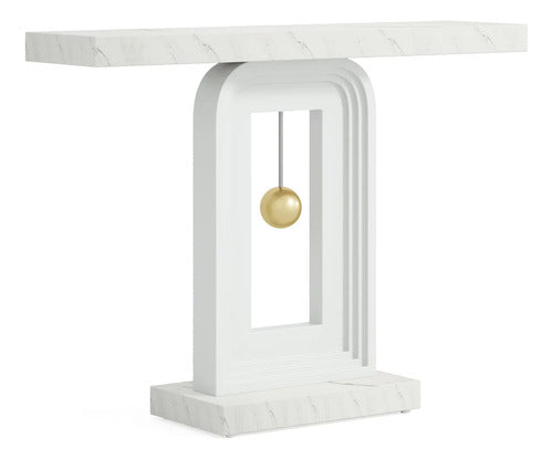Mueble Arrimo Recibidor Blanco Lujoso Estilo Mármol - Spacemarket