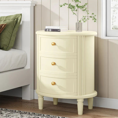 Velador Madera Blanco De Lujo Clásico 3 Cajones