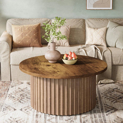 Mueble Mesa De Centro Redonda Moderno Rustico Premium