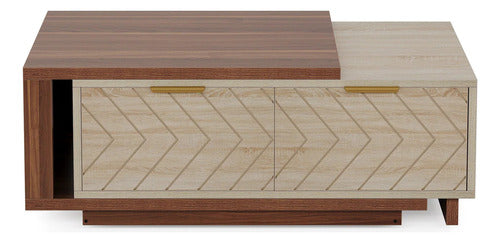 Mesa De Centro Extensible Bicolor 2 Cajones Premium
