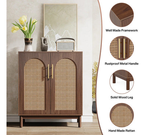 Set De 2 Gabinetes Buffet Ratan Natural Premium - Spacemarket