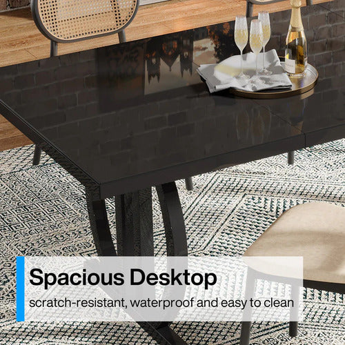 Mesa Comedor Cocina Negro Lujo Premium 160 Cm