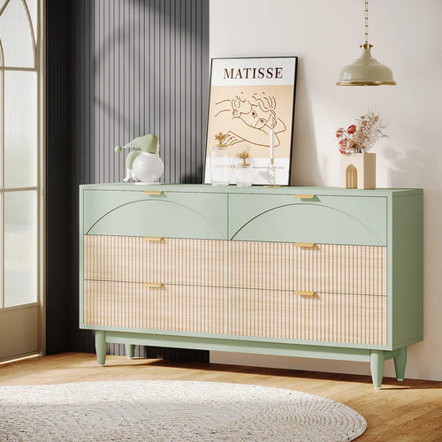 Cómoda Moderna Elegante Premium 6 Cajones Verde Menta