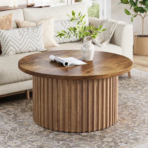Mueble Mesa De Centro Redonda Moderno Rustico Premium - Spacemarket