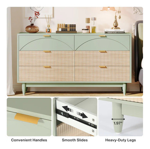 Cómoda Moderna Elegante Premium 6 Cajones Verde Menta