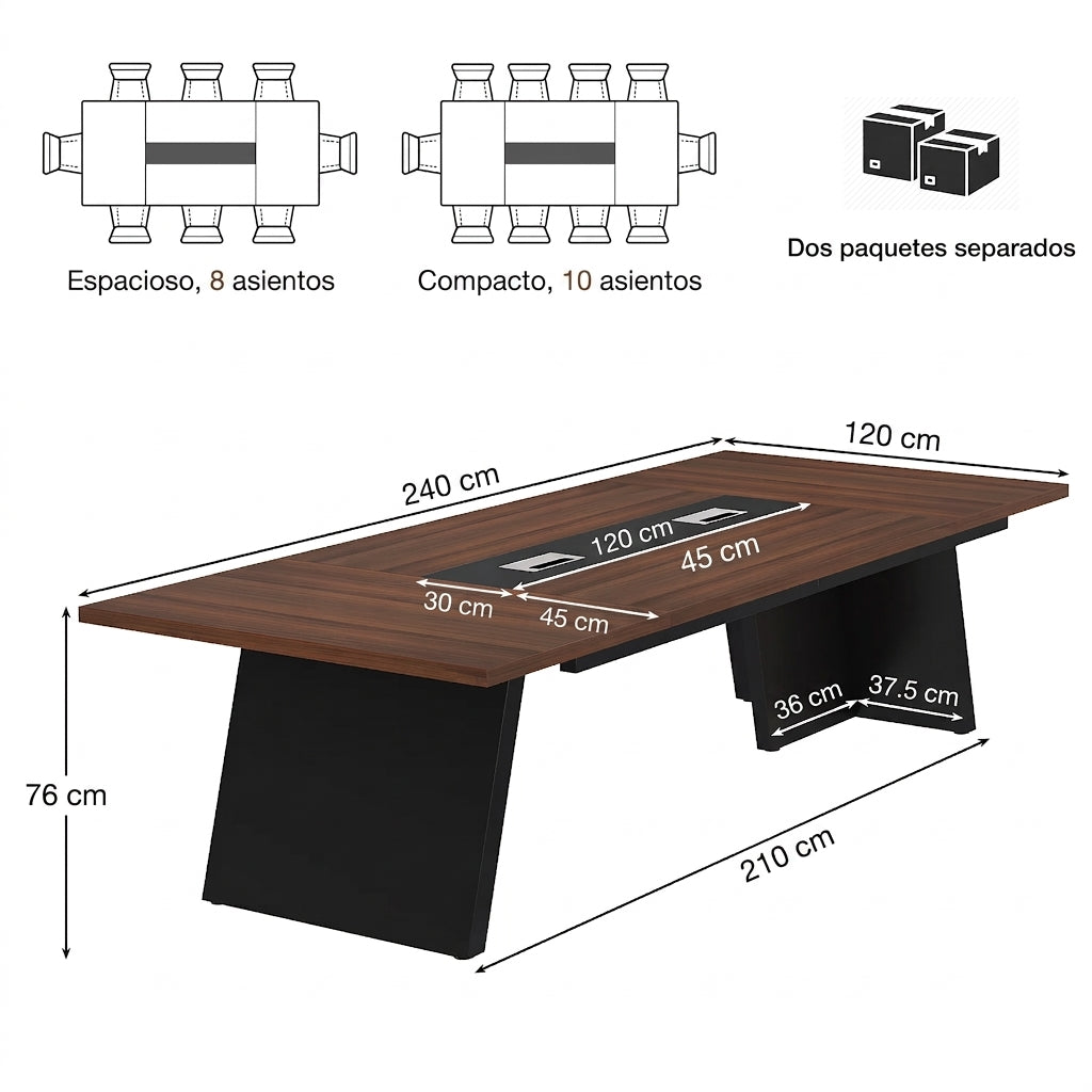 Preventa - Mesa Conferencia reunion Ejecutiva Premium 240 CM Con Pasacables - Spacemarket