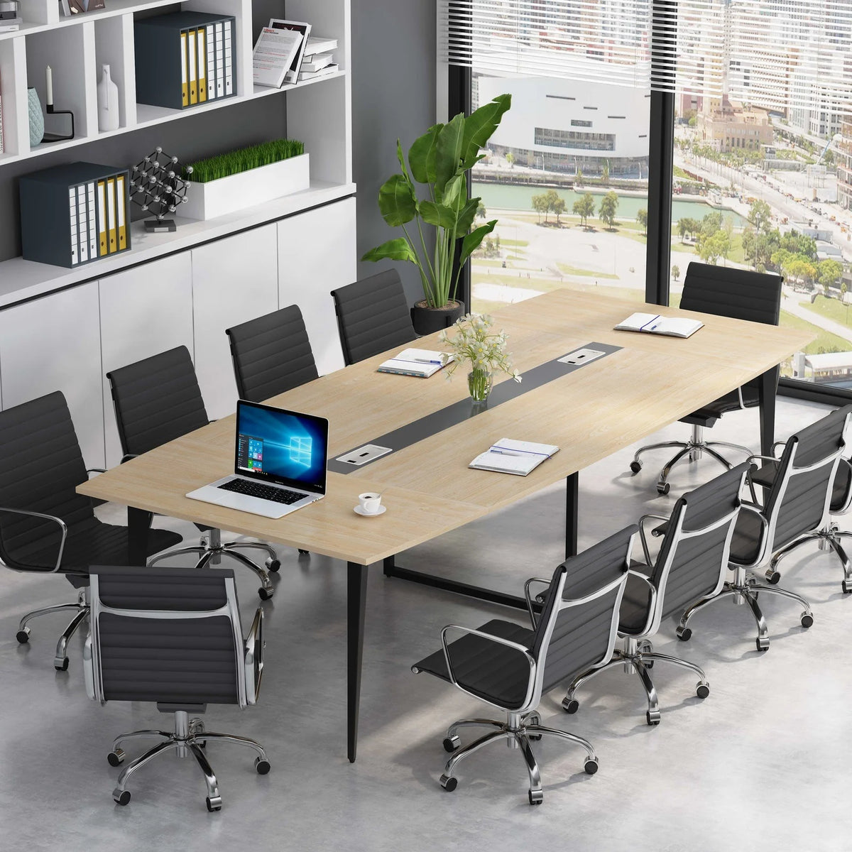 Preventa - Mesa Conferencia Reunion 244 CM Diseño Moderno Pasacables - Spacemarket