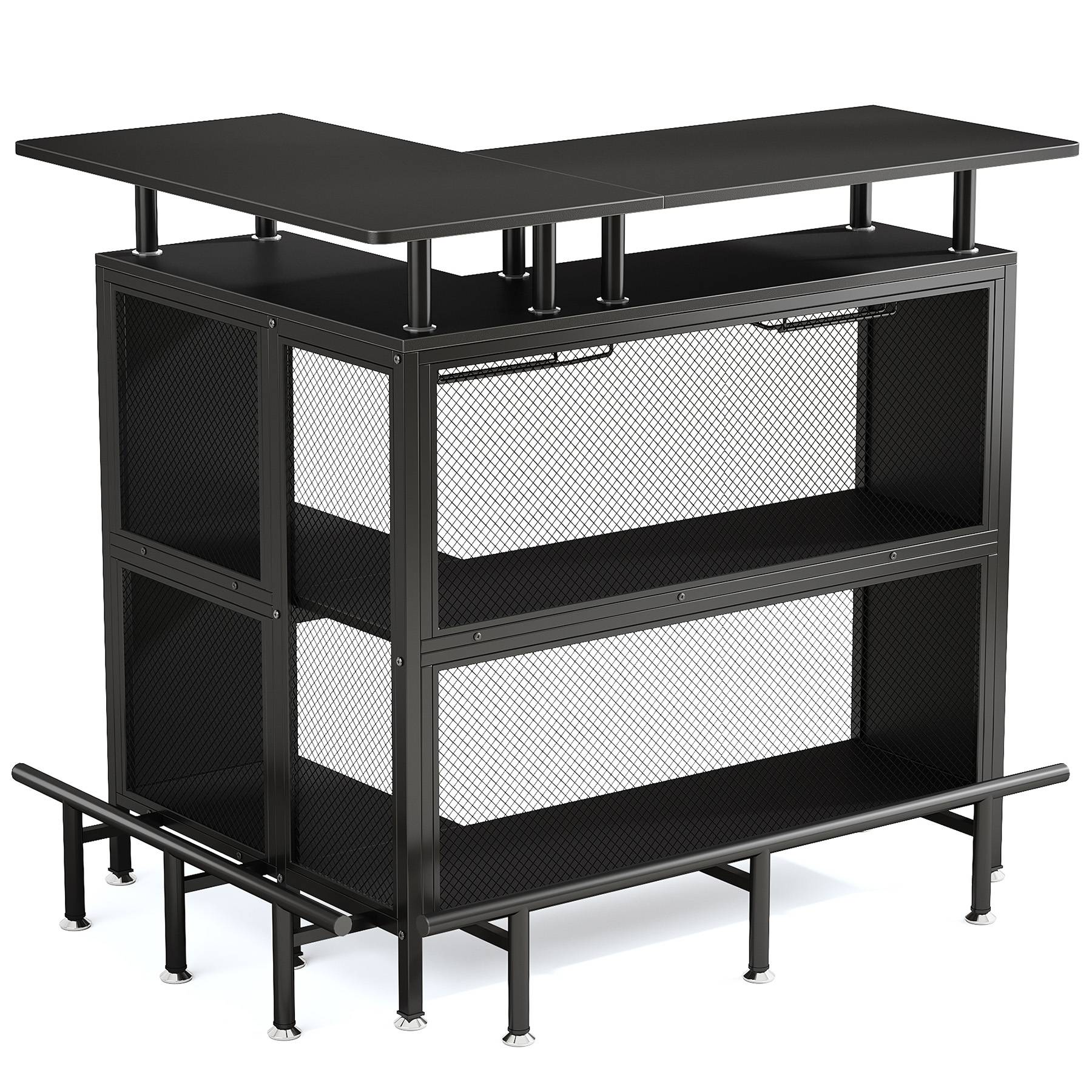 PREVENTA - Mueble Home Bar Metal En L Con Portacopas - Spacemarket
