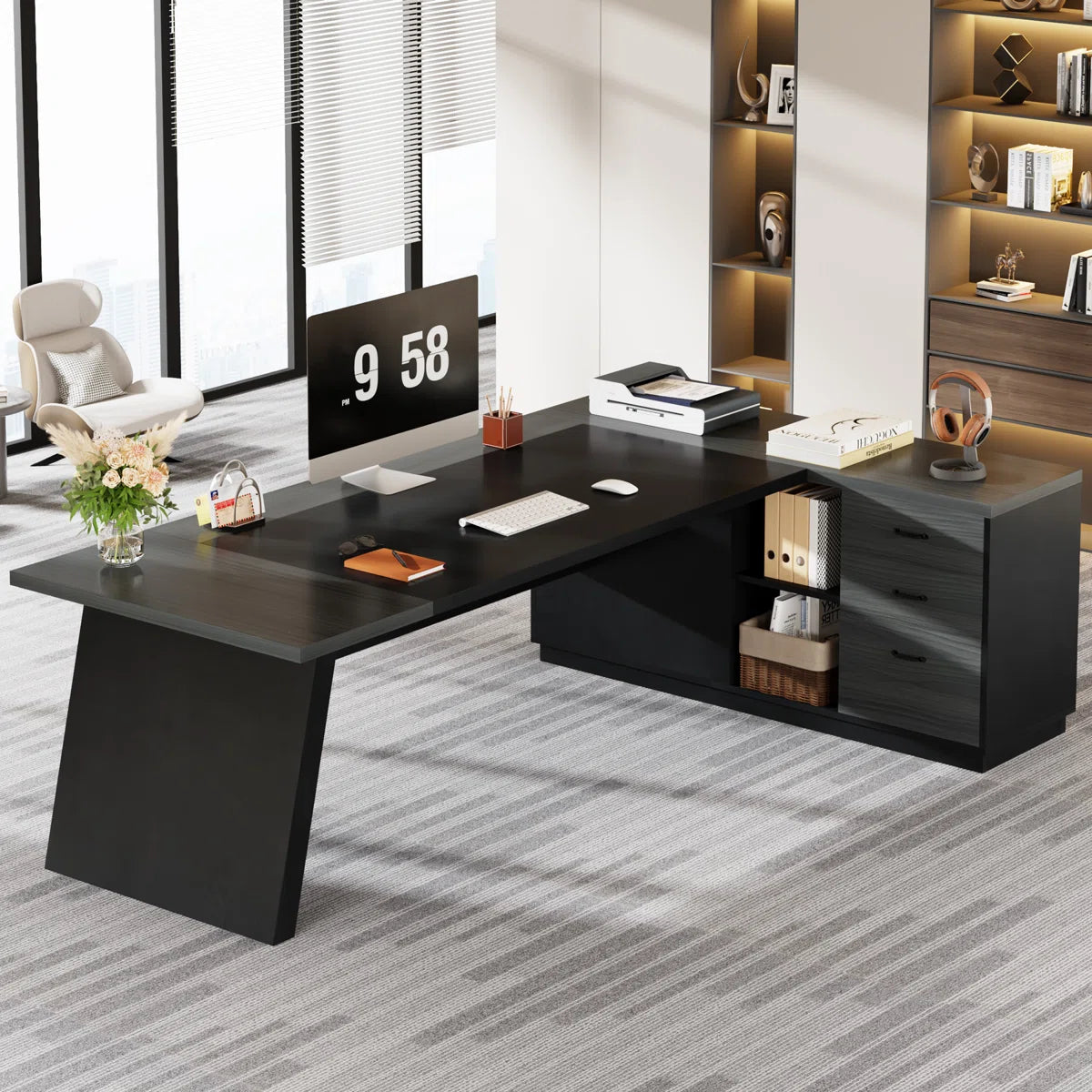 Escritorio Ejecutivo En L Lujo Premium 200 Cm - Spacemarket