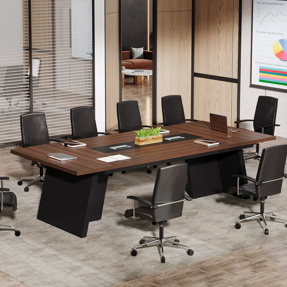 Preventa - Mesa Conferencia reunion Ejecutiva Premium 240 CM Con Pasacables - Spacemarket