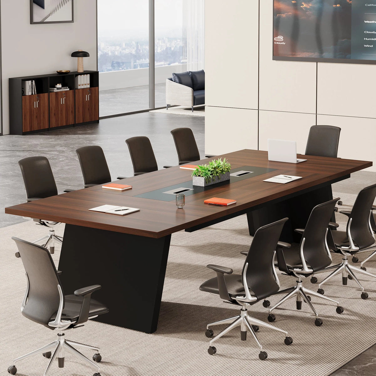 Preventa - Mesa Conferencia reunion Ejecutiva Premium 240 CM Con Pasacables - Spacemarket