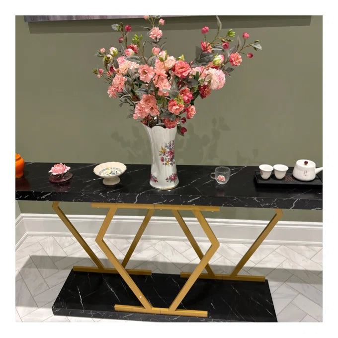 PREVENTA - Arrimo Tipo Marmol Negro Con Dorado 180 cm - Spacemarket