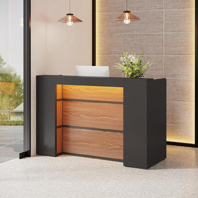 PREVENTA - Mueble Recepcion Negro Elegante Con Luz Led